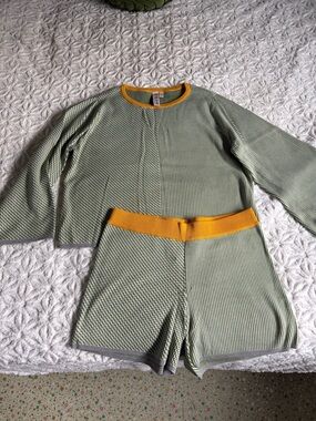 Anthropologie Dolan Left Coast Sierra Lounge Set in Olive Green + Mustard